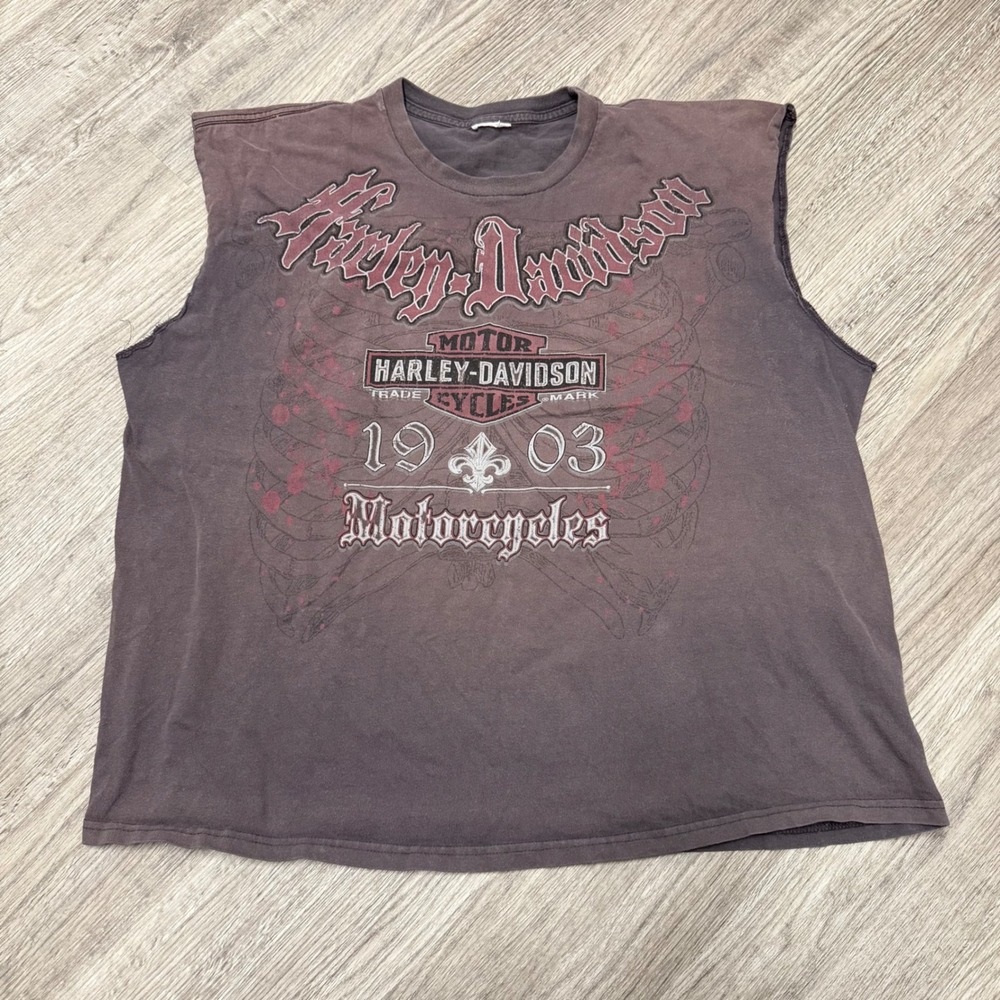 Harley-Davidson US 129 Dragon Muscle Tee Shirt Mens XL Brown Faded Tallassee TN